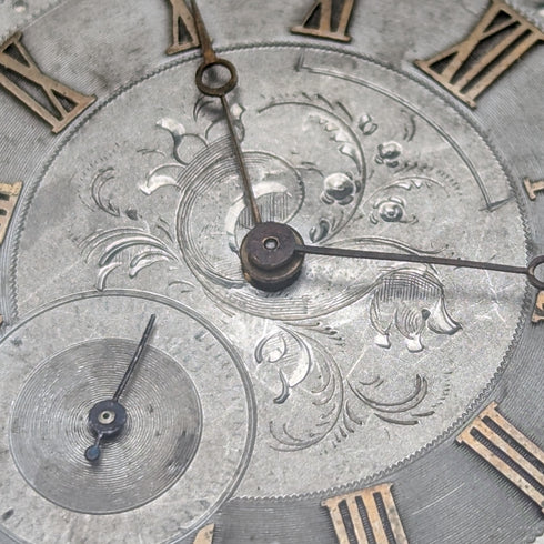 1880年頃 アンティーク Bauer 装飾ダイヤル 鍵巻き 懐中時計 銀側 直径44mm 稼働品 訳あり